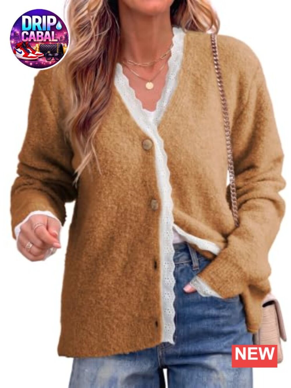 Oversized Women's Wool Blend Knit Cardigan, Button Down Open Front Sweater
